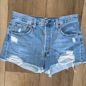 Denim Blue Distressed Women's Shorts